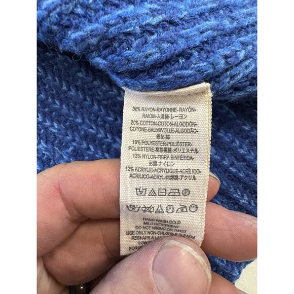 Free People Size S Sweater Turtle Neck Cowl Oversized Blue Tunic Dress - Picture 3 of 6